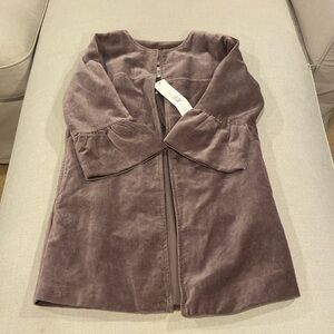 NWT Peek Girls Mushroom Brown Velvet Florence A-Line Jacket Fully Lined 6-7